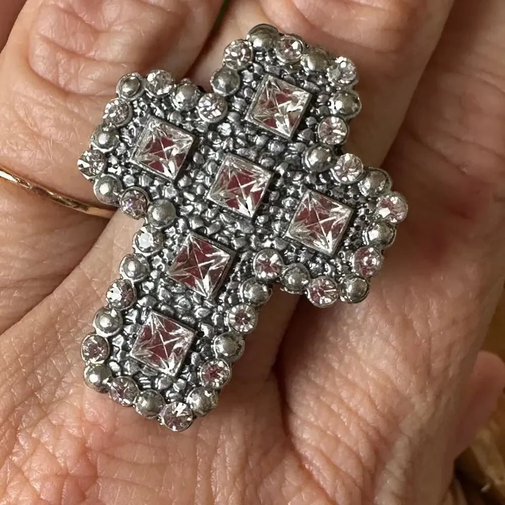 BOGO FREE CRYSTAL CROSS STRETCH RING
